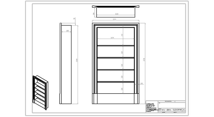 architectural drawings for hand made oak bookcases