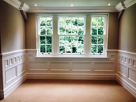 underneath window wall panelling detail made in Britain for home in cheshire