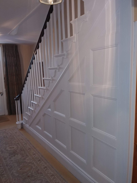 close of wall panelling unerstairs made in britain for a home in cheshire