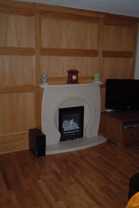 oak panelling feature wall