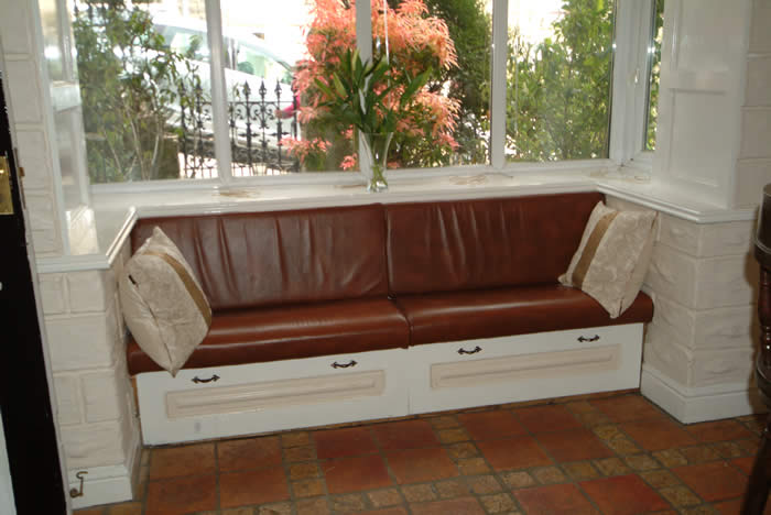 kitchen window seat with panelling