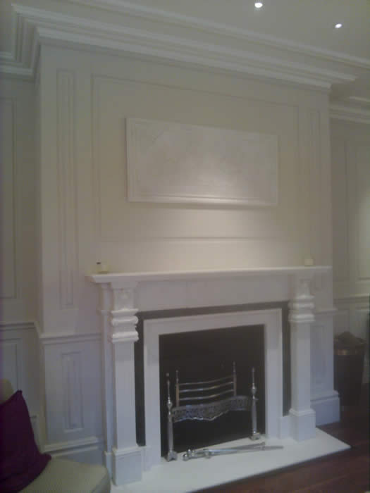 living room feature wall with wall panelling